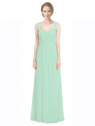 Best Sweetheart Chiffon Bridesmaid Dress with Lace Straps and Keyhole Back UK