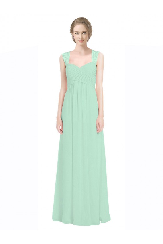 Best Sweetheart Chiffon Bridesmaid Dress with Lace Straps and Keyhole Back UK