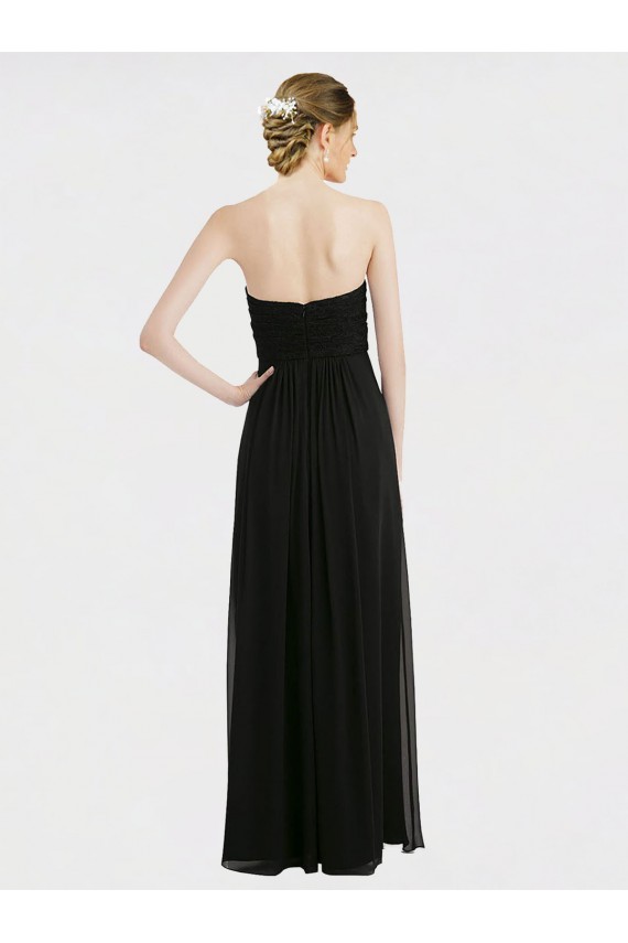 Best Long Strapless Lace Bodice Bridesmaid Dress with Sweetheart Neckline and Criss-Cross Pleats UK