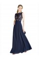 Best Bateaux Neckline A-Line Lace Bridesmaid Dress / Prom Dress with Top Nude Layer UK