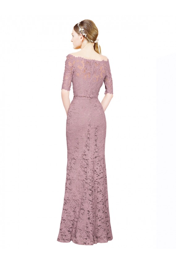 Best Short Sleeves Crop Top Mermaid Lace Bridesmaid Dress / Prom Dress UK
