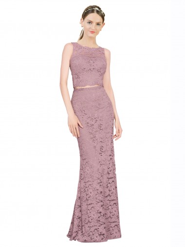 Best Sleeveless Crop Top High Neck Mermaid Lace Bridesmaid Dress / Prom Dress UK