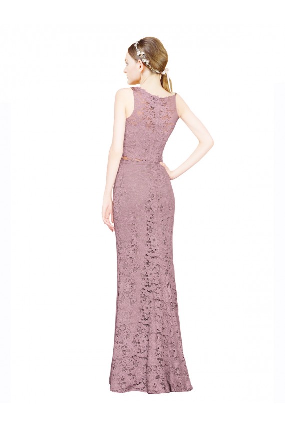 Best Sleeveless Crop Top High Neck Mermaid Lace Bridesmaid Dress / Prom Dress UK