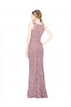 Best Sleeveless Crop Top High Neck Mermaid Lace Bridesmaid Dress / Prom Dress UK