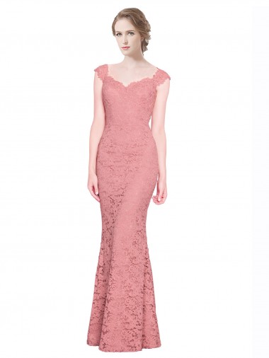 Best Sweetheart Mermaid Long Lace Bridesmaid Dress / Prom Dress with Wide Straps UK