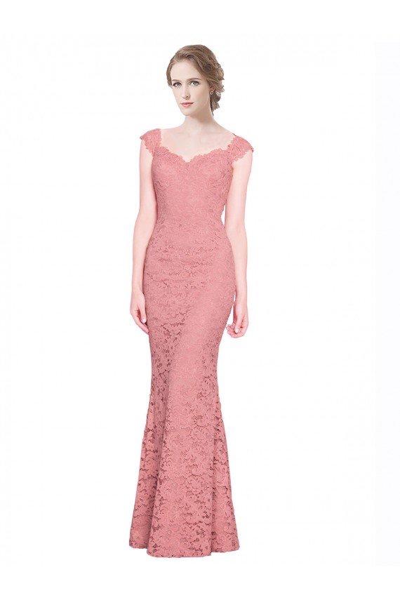 Best Sweetheart Mermaid Long Lace Bridesmaid Dress / Prom Dress with Wide Straps UK