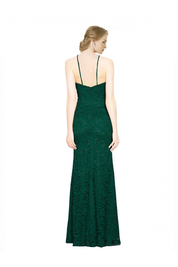 Best High Illusion Halter Neck Long Lace Bridesmaid Dress / Prom Dress UK