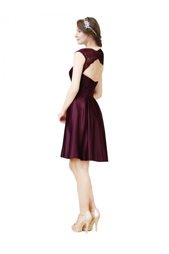 Best Short Knee Length Lace Cocktail Bridesmaid Dress with Square Neck UK