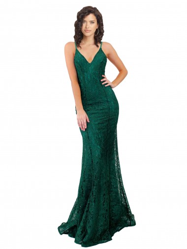 Best Black Tie Sleek Fishtail Shaped Long Lace Bridesmaid Dress / Prom Dress UK