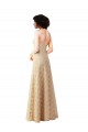 Best Lace A-Line Long Bridesmaids Dress with Satin Waistband UK