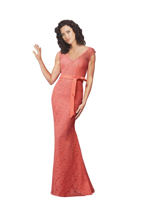 Best Mermaid Long V-Neck Lace Bridesmaid Dress with Open Back UK