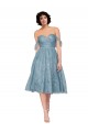 Best Off the Shoulder Sweetheart Chantilly Lace Midi Length Cocktail Bridesmaid Dress UK