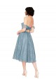 Best Off the Shoulder Sweetheart Chantilly Lace Midi Length Cocktail Bridesmaid Dress UK