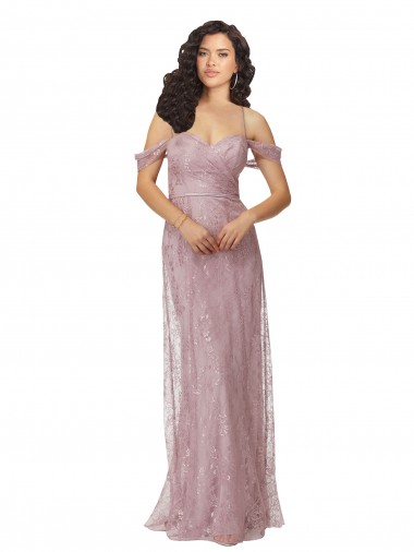 Best Sweetheart Chantilly Lace Bridesmaid Dress with Off the Shoulder Sleeves UK