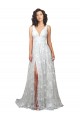 Best Plunging V-Neckline Wedding Dress with Slit UK