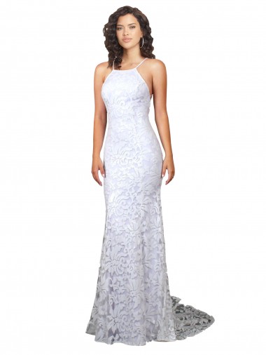 Best Mermaid Fitted High Neck Low Back Fishtail Wedding Dress UK