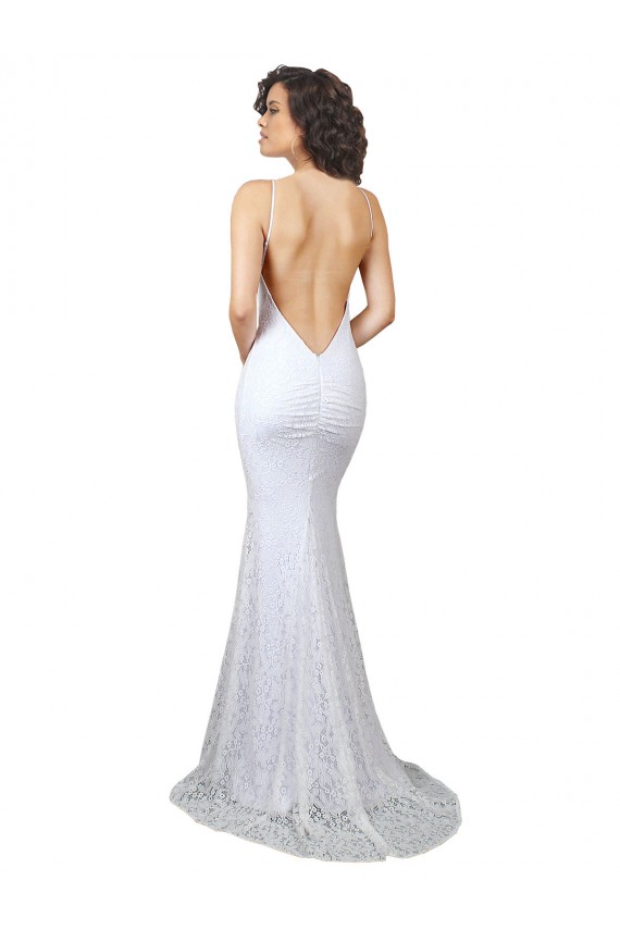 Best High Neck Backless Lace Wedding Dress with Plunging Low Back UK