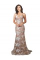 Best Fishtail Shaped V-Neck Embroidered Foral Lace Wedding Dress UK