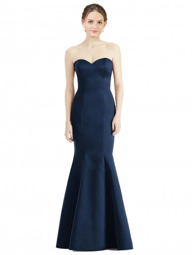 Best Long Mermaid Full Length Strapless Satin Bridesmaid Dress UK
