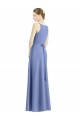 Best Long Floor Length V-Neck Satin Bridesmaid Dress with Spaghetti Straps UK