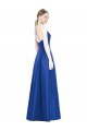 Best Full Pleated V-Neck Long Satin Bridesmaid Dress with Criss Cross Open Back UK