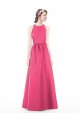 Best Jewel Neck Keyhole Back Sleek Long Satin Bridesmaid Dress UK