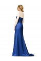 Best Faux Wrap A-Line Long Satin Bridesmaid Dress with Draped Bodice UK