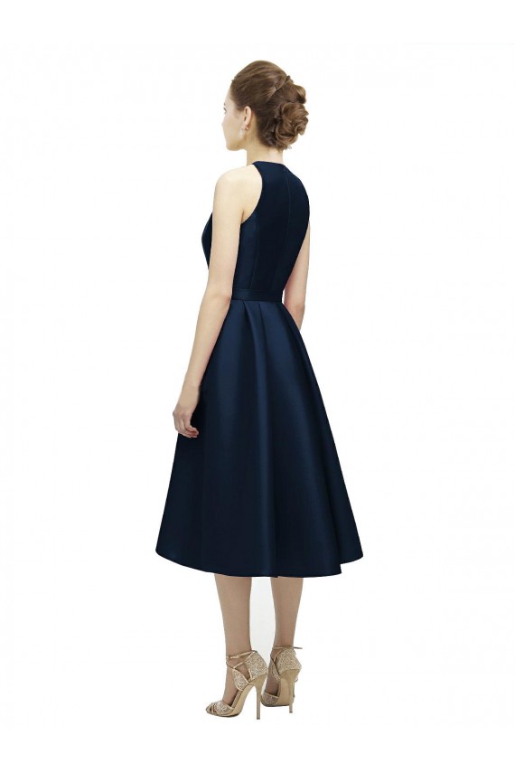 Best Halter Neck Short Tea Length Sleeveless Satin Bridesmaid Dress UK
