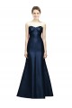 Best Long Strapless Satin Bridesmaid Dress with Pleated Cuff Neckline UK