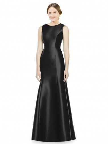 Best Full Length Mermaid Long Satin Bridesmaid Dress with Keyhole Back UK