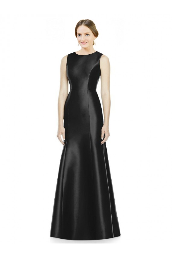 Best Full Length Mermaid Long Satin Bridesmaid Dress with Keyhole Back UK