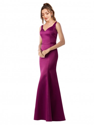 Best Fitted Sexy Open Back Formal Satin Bridesmaids Dress with Floral Details UK