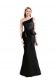 Best Long One Shoulder Satin Bridesmaid Dress with Bow Ties UK