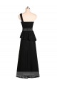 Best Long One Shoulder Satin Bridesmaid Dress with Bow Ties UK