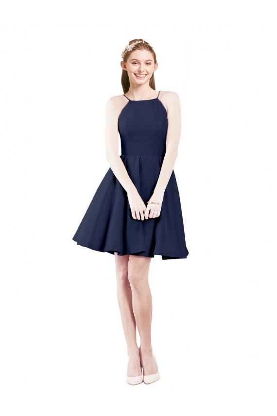 Best Halter Neck Short Knee Length Satin Cocktail Bridesmaid Dress UK