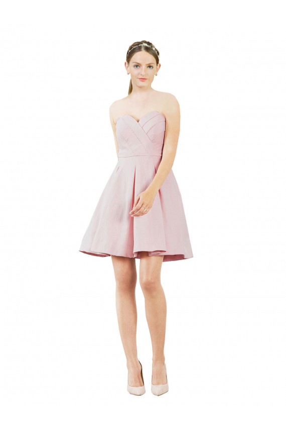 Best Short Knee Length Sweetheart Satin Cocktail Bridesmaid Dress UK