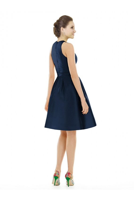 Best Short Halter Cocktail Length Luxe Satin Cocktail Bridesmaid Dress UK