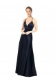 Best Sexy Satin Bridesmaids Dress with Deep V-Neckline and Strappy Back UK