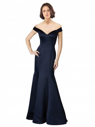 Best Fit and Flare Satin Bridesmaid Dress / Prom Dress with Off the Shoulder Neckline UK