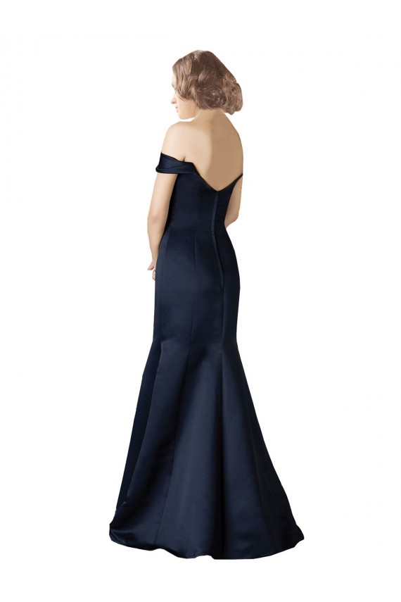 Best Fit and Flare Satin Bridesmaid Dress / Prom Dress with Off the Shoulder Neckline UK