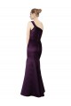 Best Long Ruched Neckline One Shoulder Satin Bridesmaid Dress / Prom Dress UK