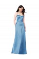 Best Crossing Strap Back Pleated Bodice Long Formal Satin Bridesmaid Dress / Prom Dress UK