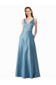 Best Classic Satin V-Neck A-Line Bridesmaids Dress with Pockets UK