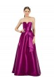 Best Sleeveless V-Neck Long Satin Bridesmaid Dress / Prom Dress with Bow Waist UK