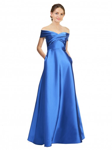 Best Sleeveless Off the Shoulder Ball Gown Formal Satin Bridesmaid Dress / Prom Dress UK