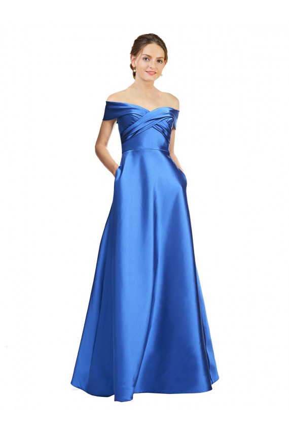 Best Sleeveless Off the Shoulder Ball Gown Formal Satin Bridesmaid Dress / Prom Dress UK