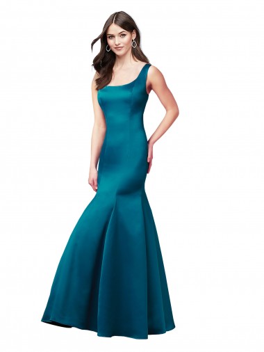 Best Long Sleek Satin Bridesmaid Dress / Prom Dress with U-Back UK