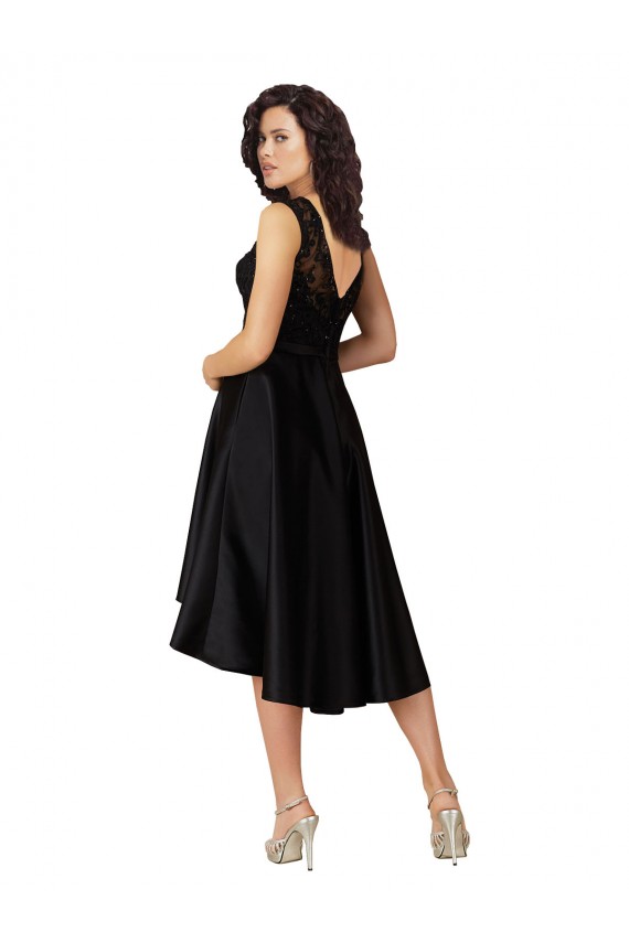 Best Short High Low Satin Cocktail Bridesmaid Dress with a Beaded and Embroidered Bodice UK