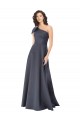 Best Rouched One Shoulder Floor Length Formal Satin Bridesmaid Dress / Prom Dress with Bow UK