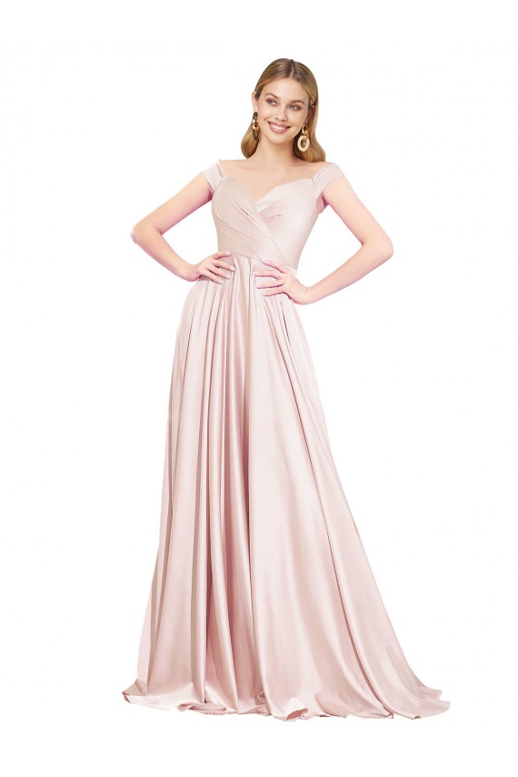 Best A-Line Off the Shoulder Sweetheart Formal Satin Bridesmaid Dress / Prom Dress UK